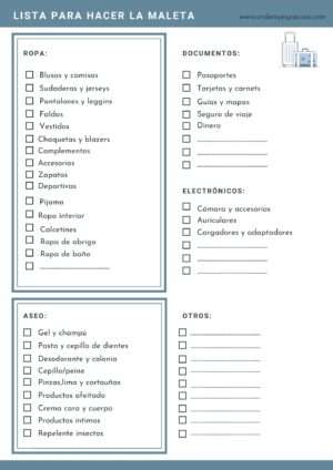 Lista para hacer la maleta (gratis)